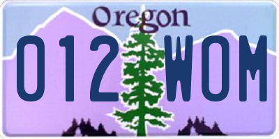 OR license plate 012WOM