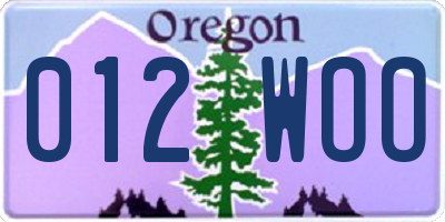 OR license plate 012WOO