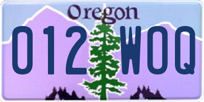 OR license plate 012WOQ