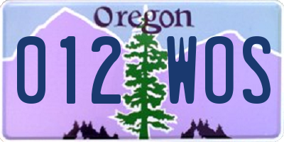 OR license plate 012WOS