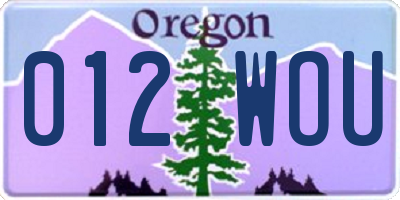 OR license plate 012WOU