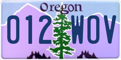 OR license plate 012WOV