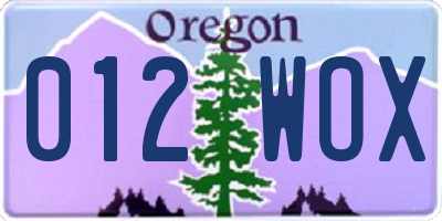 OR license plate 012WOX