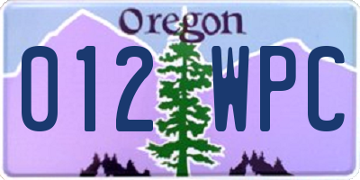 OR license plate 012WPC