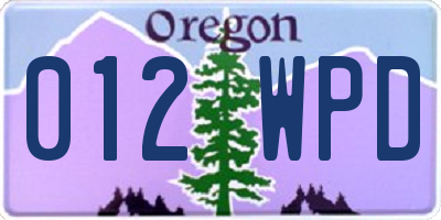 OR license plate 012WPD