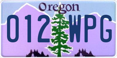 OR license plate 012WPG