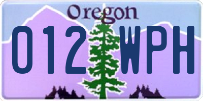 OR license plate 012WPH
