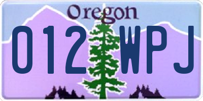 OR license plate 012WPJ