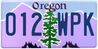 OR license plate 012WPK