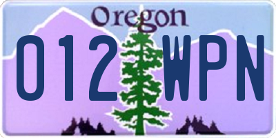 OR license plate 012WPN