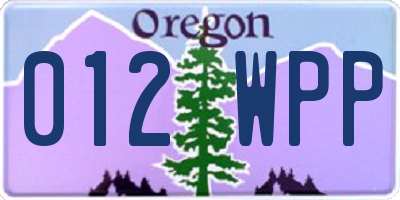 OR license plate 012WPP