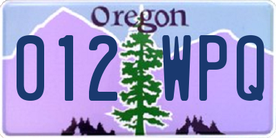 OR license plate 012WPQ