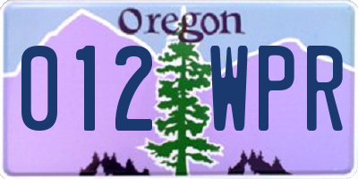 OR license plate 012WPR