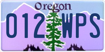 OR license plate 012WPS
