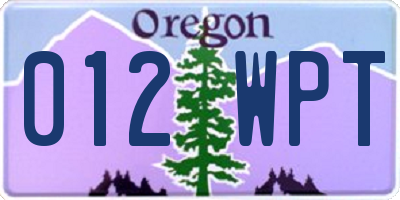 OR license plate 012WPT