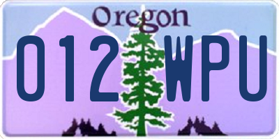 OR license plate 012WPU