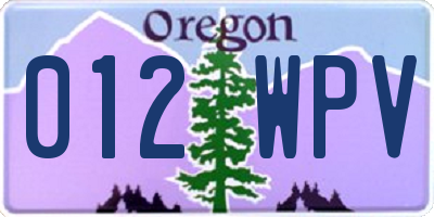 OR license plate 012WPV