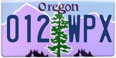 OR license plate 012WPX