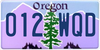 OR license plate 012WQD