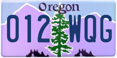 OR license plate 012WQG