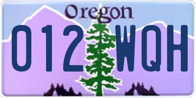 OR license plate 012WQH