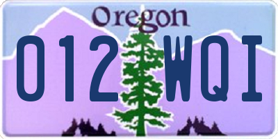 OR license plate 012WQI