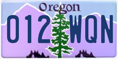 OR license plate 012WQN