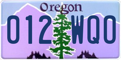 OR license plate 012WQO