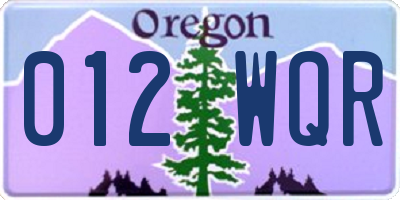 OR license plate 012WQR