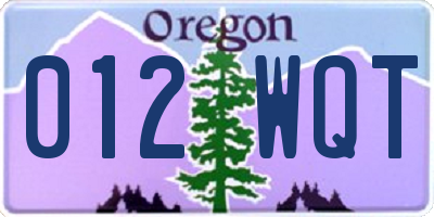 OR license plate 012WQT