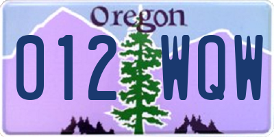 OR license plate 012WQW