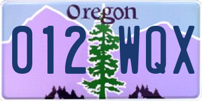 OR license plate 012WQX