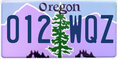 OR license plate 012WQZ