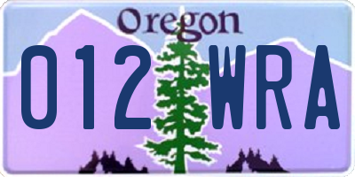 OR license plate 012WRA