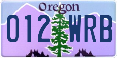 OR license plate 012WRB