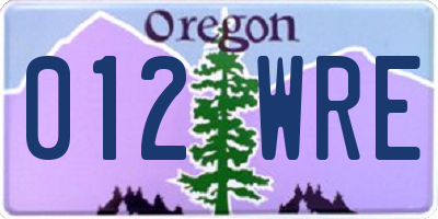 OR license plate 012WRE