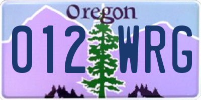 OR license plate 012WRG