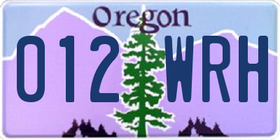 OR license plate 012WRH