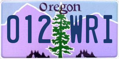 OR license plate 012WRI