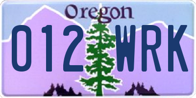OR license plate 012WRK