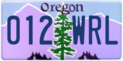 OR license plate 012WRL