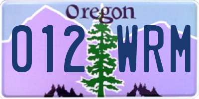 OR license plate 012WRM