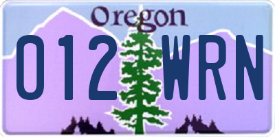 OR license plate 012WRN