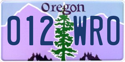 OR license plate 012WRO