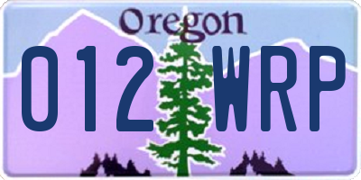 OR license plate 012WRP