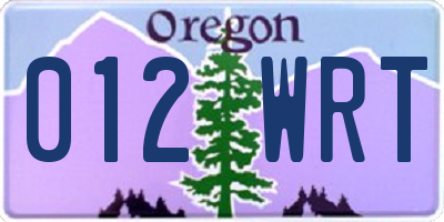 OR license plate 012WRT