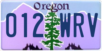OR license plate 012WRV