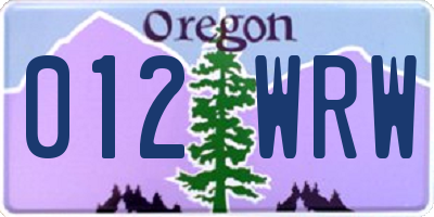 OR license plate 012WRW