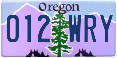 OR license plate 012WRY