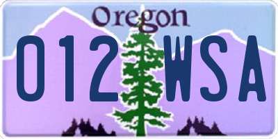 OR license plate 012WSA